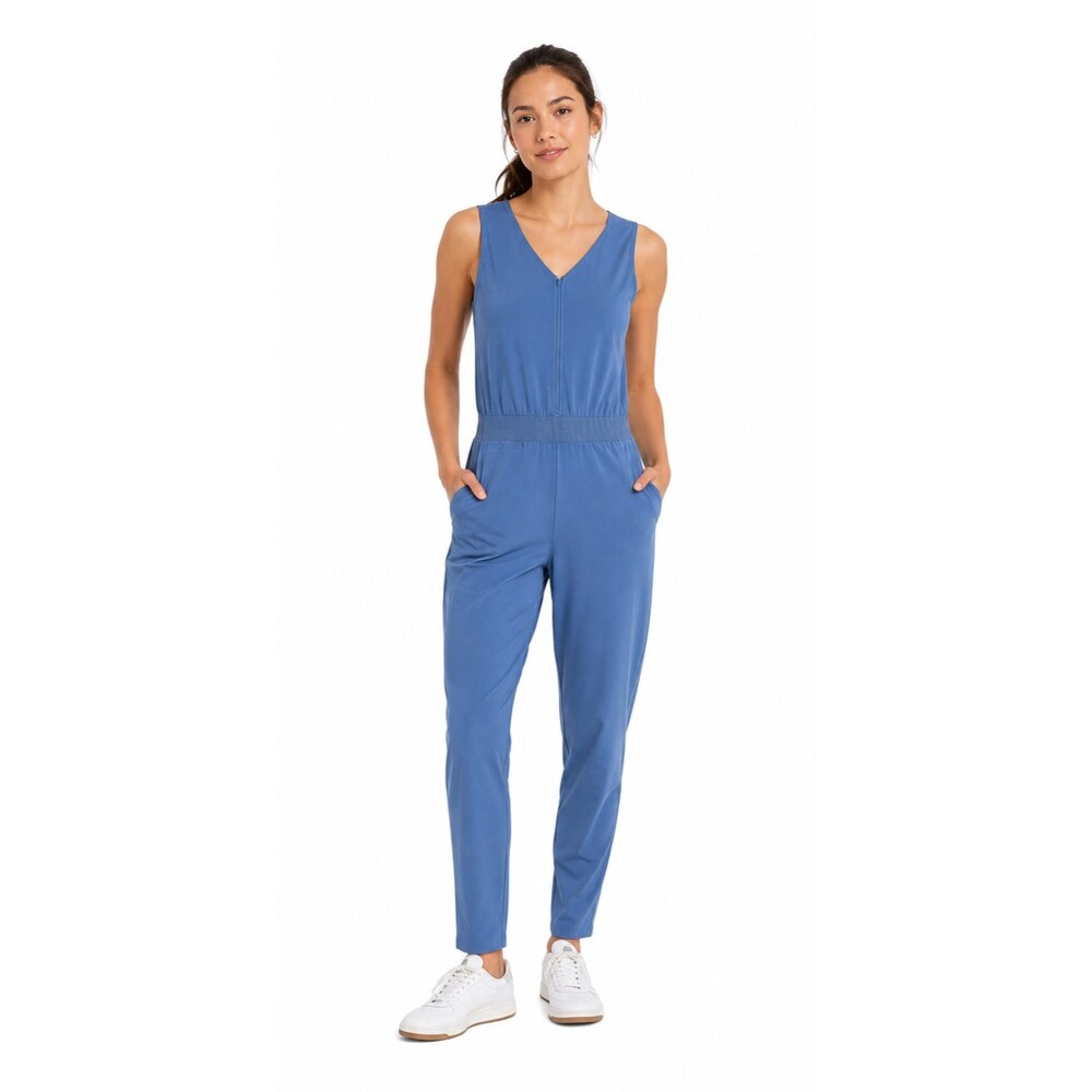 Athleta Brooklyn Lightweight Stretch Sleeveless Jumpsuit Blue Size 10